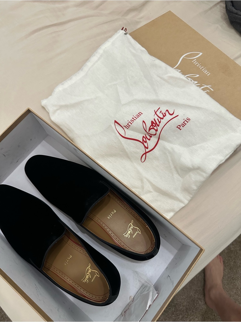 Christian Louboutin Black Suede Slip-On Loafers - Picture 5 of 5